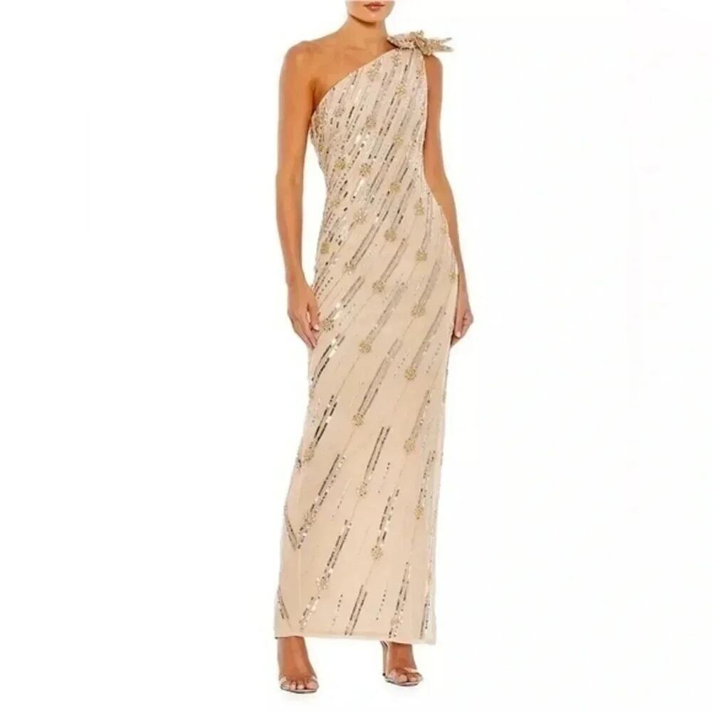 Mac Duggal Embellished One-Shoulder Column Gown B1764